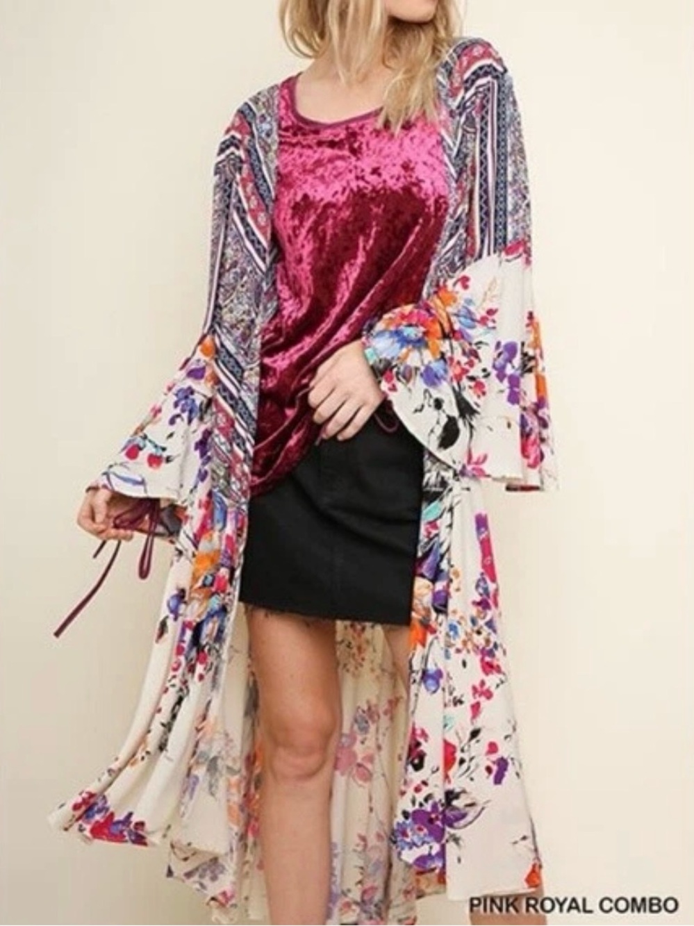 Umgee boho long duster kimono with bell sleeves - Picture 10 of 12